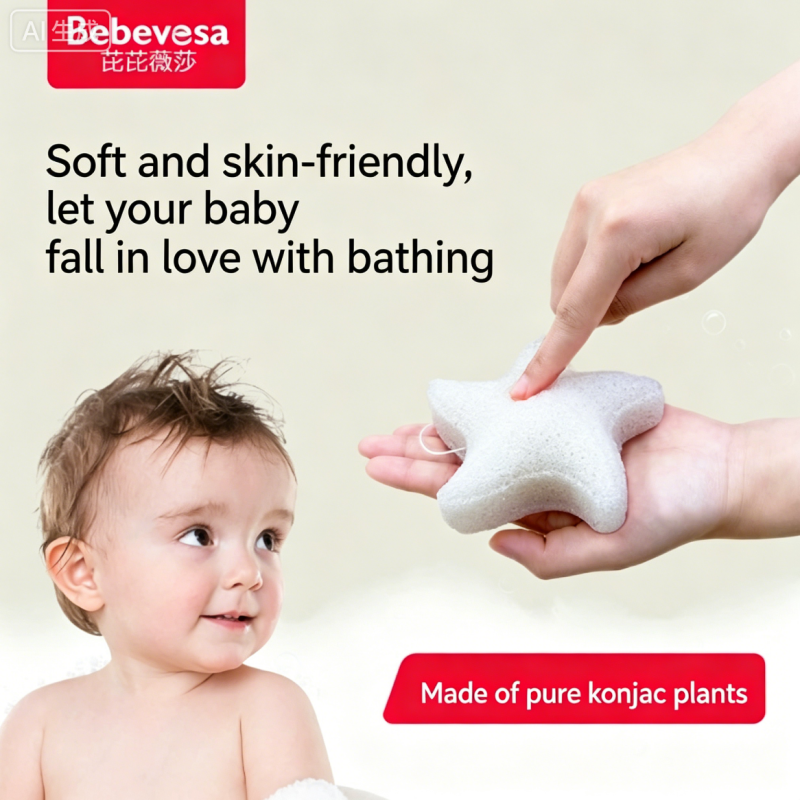 Natural Konjac Sponge for Baby Bath – Newborn Face Washing, Shower & Body Scrub – Wholesale
